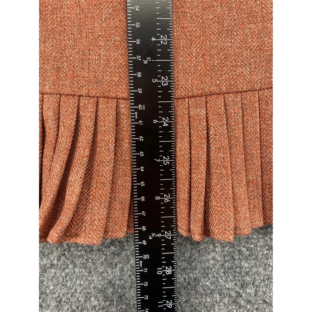 Le Suit Essentials Skirt Suit Set Women 18 Rust Orange Herringbone Blazer Ruffle